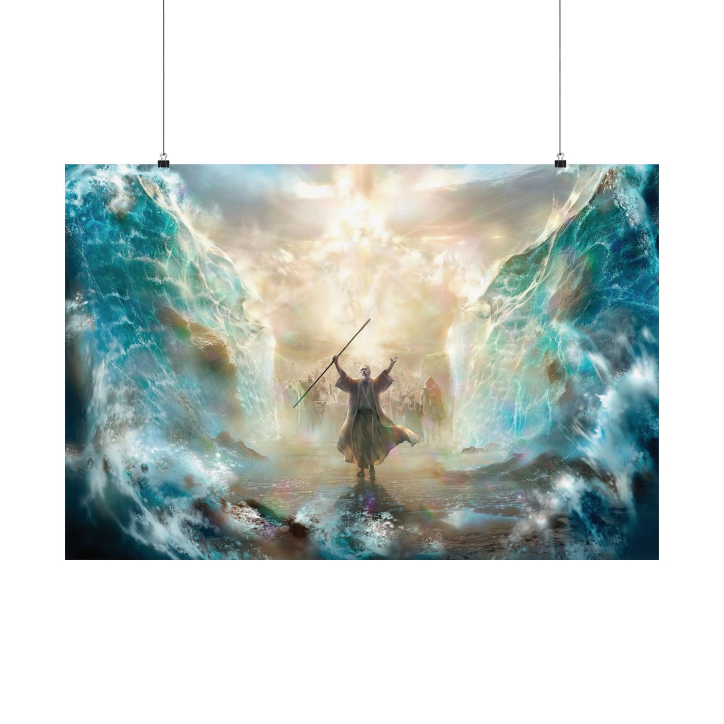 Parting the Red Sea | Matte Horizontal Poster Print | Bible Wall Art | Religious Decor | Christian Gift | Moses | Exodus