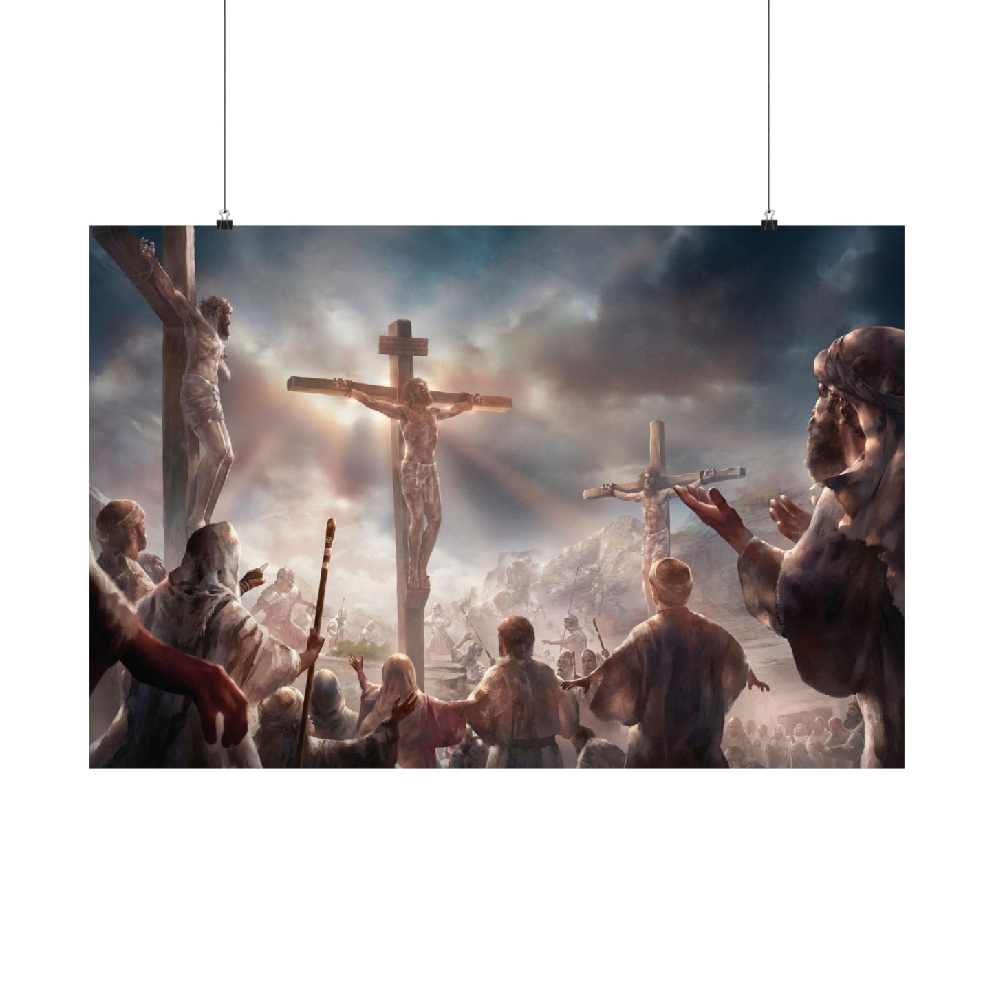 The Crucifixion | Matte Horizontal Poster Print | Bible Art | Religious Decor | Christian Gift | Jesus | Easter | Passover